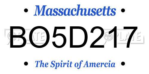 BO5D217 Massachusetts License Plate