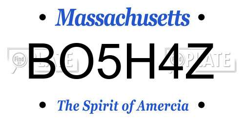 BO5H4Z Massachusetts License Plate