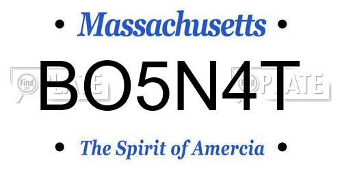 BO5N4T Massachusetts License Plate