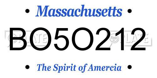 BO5O212 Massachusetts License Plate
