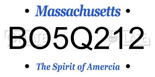 BO5Q212 Massachusetts License Plate