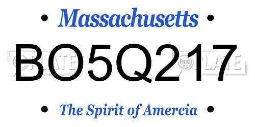 BO5Q217 Massachusetts License Plate
