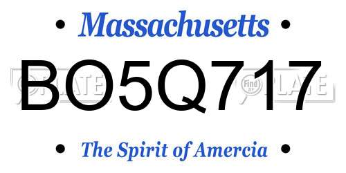 BO5Q717 Massachusetts License Plate