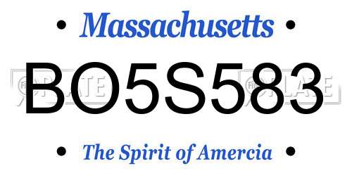 BO5S583 Massachusetts License Plate