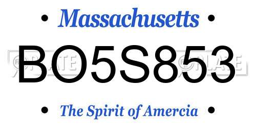 BO5S853 Massachusetts License Plate