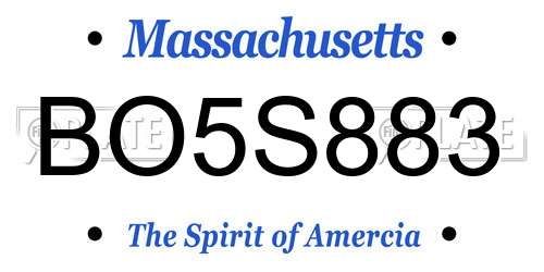 BO5S883 Massachusetts License Plate