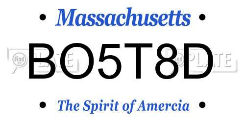 BO5T8D Massachusetts License Plate