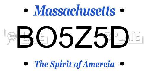 BO5Z5D Massachusetts License Plate