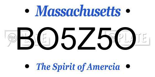 BO5Z5O Massachusetts License Plate