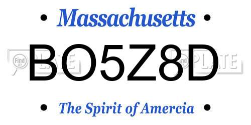 BO5Z8D Massachusetts License Plate