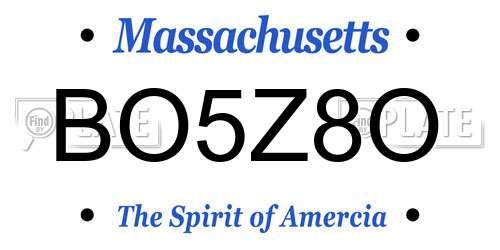 BO5Z8O Massachusetts License Plate