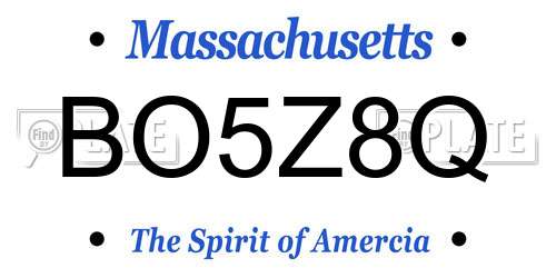 BO5Z8Q Massachusetts License Plate