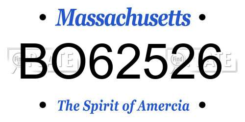 BO62526 Massachusetts License Plate
