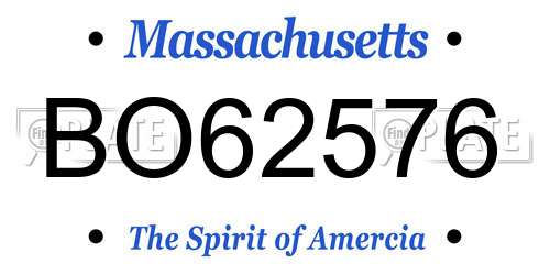 BO62576 Massachusetts License Plate