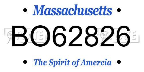 BO62826 Massachusetts License Plate