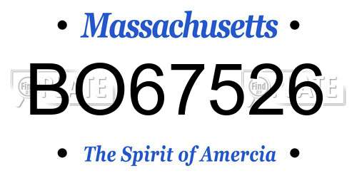 BO67526 Massachusetts License Plate