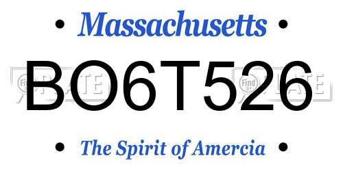 BO6T526 Massachusetts License Plate