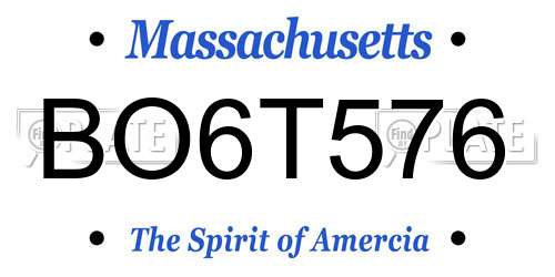 BO6T576 Massachusetts License Plate
