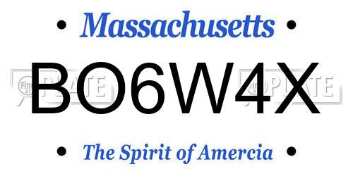 BO6W4X Massachusetts License Plate