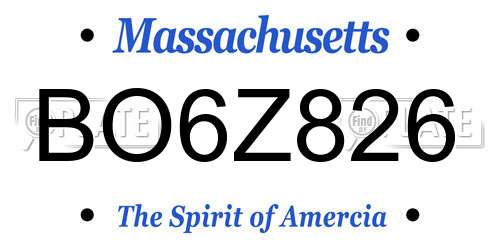 BO6Z826 Massachusetts License Plate