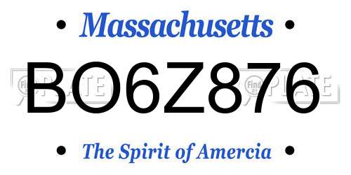 BO6Z876 Massachusetts License Plate