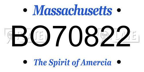 BO70822 Massachusetts License Plate