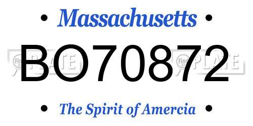 BO70872 Massachusetts License Plate