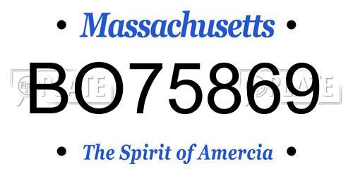 BO75869 Massachusetts License Plate