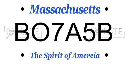 BO7A5B Massachusetts License Plate