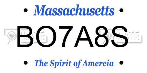 BO7A8S Massachusetts License Plate