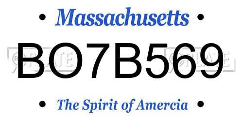 BO7B569 Massachusetts License Plate