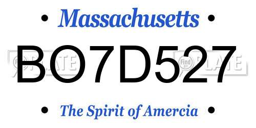 BO7D527 Massachusetts License Plate