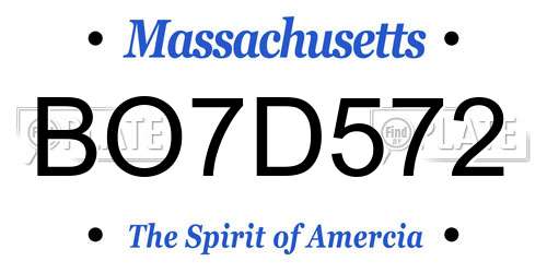 BO7D572 Massachusetts License Plate