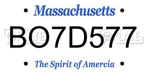 BO7D577 Massachusetts License Plate