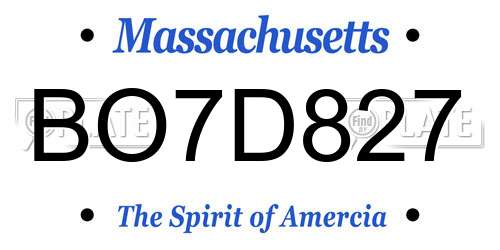 BO7D827 Massachusetts License Plate