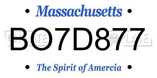 BO7D877 Massachusetts License Plate