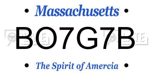 BO7G7B Massachusetts License Plate