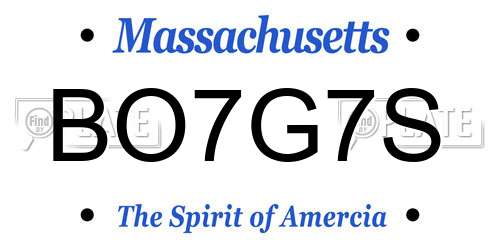 BO7G7S Massachusetts License Plate