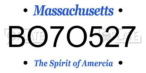 BO7O527 Massachusetts License Plate