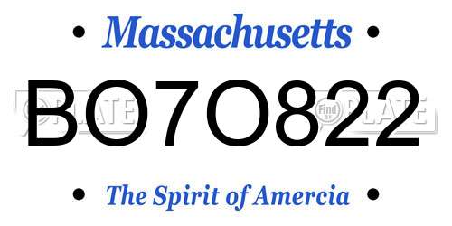 BO7O822 Massachusetts License Plate