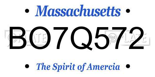 BO7Q572 Massachusetts License Plate
