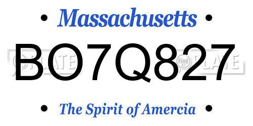 BO7Q827 Massachusetts License Plate