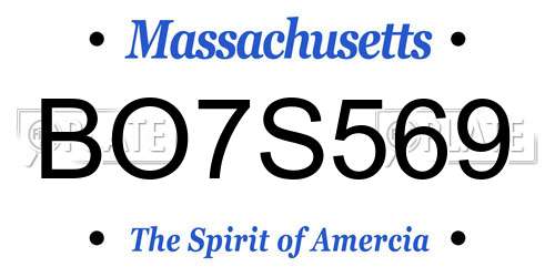 BO7S569 Massachusetts License Plate