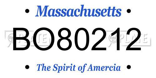 BO80212 Massachusetts License Plate