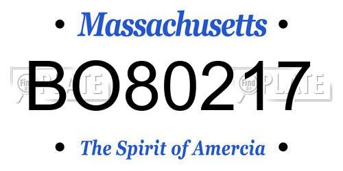 BO80217 Massachusetts License Plate
