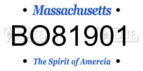 BO81901 Massachusetts License Plate