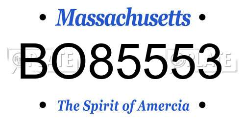 BO85553 Massachusetts License Plate