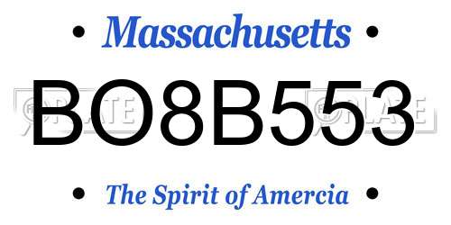 BO8B553 Massachusetts License Plate