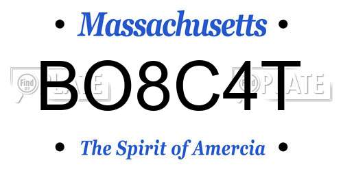 BO8C4T Massachusetts License Plate