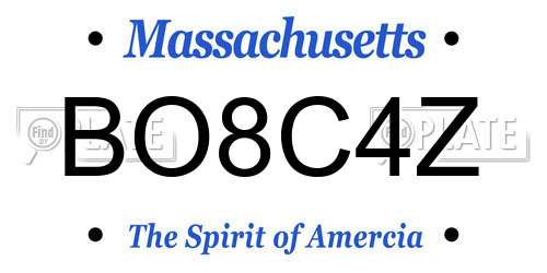 BO8C4Z Massachusetts License Plate